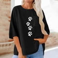 thumbnail image 2 of Jsaierl 3/4 Sleeve Cotton Linen Womens Tops Plus Size Round Neck Shirts Boho Print Ladies Blouses Work Holiday Tunic Top S-2XL, 2 of 7