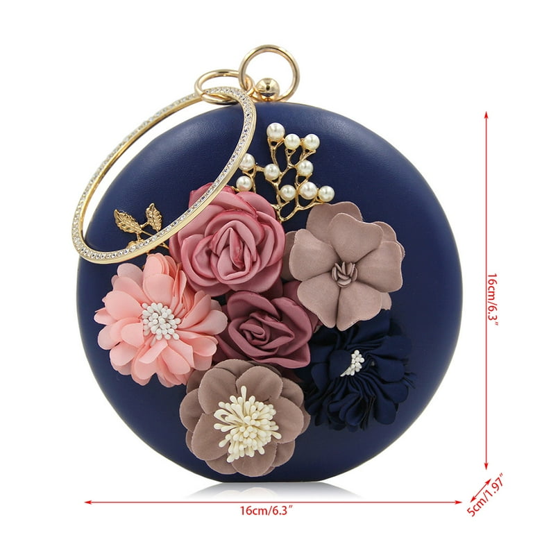 GaZooART Handmade Flower Printed Evening Bags Satin Small Day Clutch With  Chain Shoulder Handbags Wedding Female Purse Evening Clutch (Color : Black,  Size : Mini(Max Length(20cm)) : : Fashion