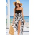 thumbnail image 4 of Vestido largo sin tirantes de verano para mujer CHICGAL, estampado de hojas, 4 of 8