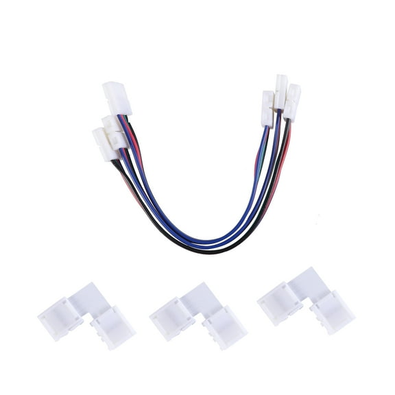 RGB LED Strip Connector 4 Pin Jumper for Connecting LED Light Strips with Power Adapter Assorted