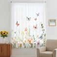 thumbnail image 3 of Spring Floral Sheer Curtains 45 Inches Long, Butterfly Summer Botanical Watercolor Light Filering Curtains, Breathable Simi Curtain Privacy Drapes for Kitchen Bathroom Small Window Treatment, 3 of 9