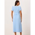 thumbnail image 4 of DARING DIVA Wrap V Neck Flowy Pleated Midi Dress XL Blue, 4 of 6