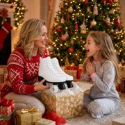 EONROACOO Teen Kids Skates with Light up Wheels, White Roller Skates for Girls Boys(Youth 3)