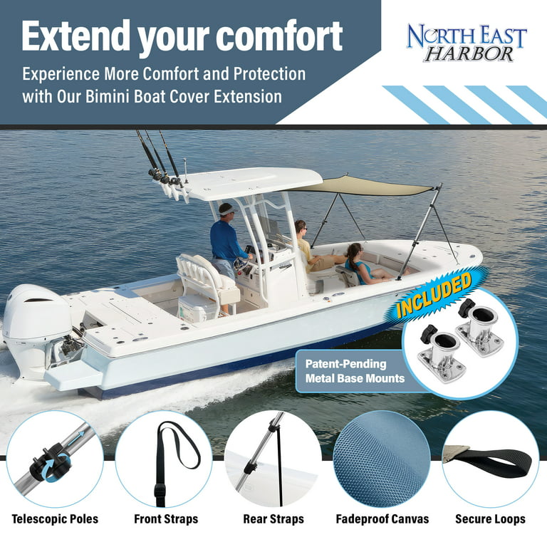 KNOX Universal T-Top Extension Bimini Tops for Boats Sun Shade Kit