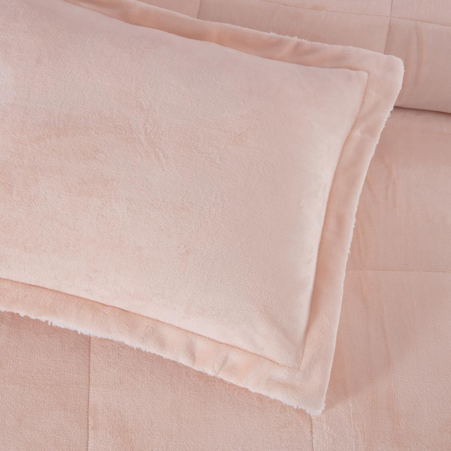 Chezmoi Collection Ultra-Soft Micromink Sherpa King Size Comforter Set with 2 Pillow Shams, Reversible Plush Bedding Comforter 3-Piece, Blush