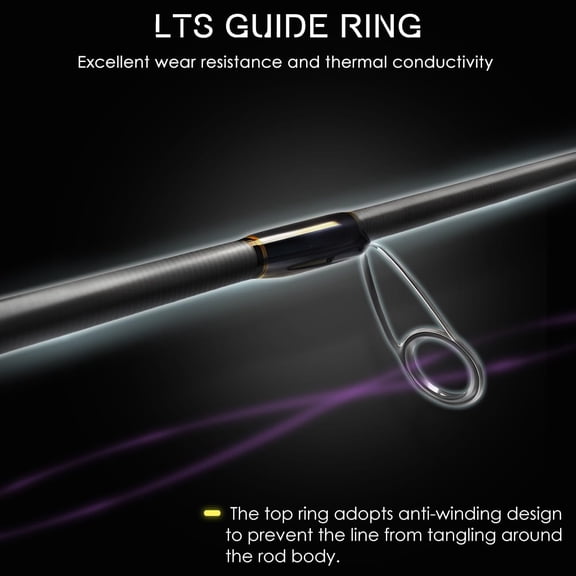 Spinning Rod, High Modulus 24T 30T x45 Cross-Weave Carbon Fiber, LTS Ring Guides Ultralight Fishing Pole, Ideal for Trout, Bass and Panfish Fishing in Saltwater and Freshwater