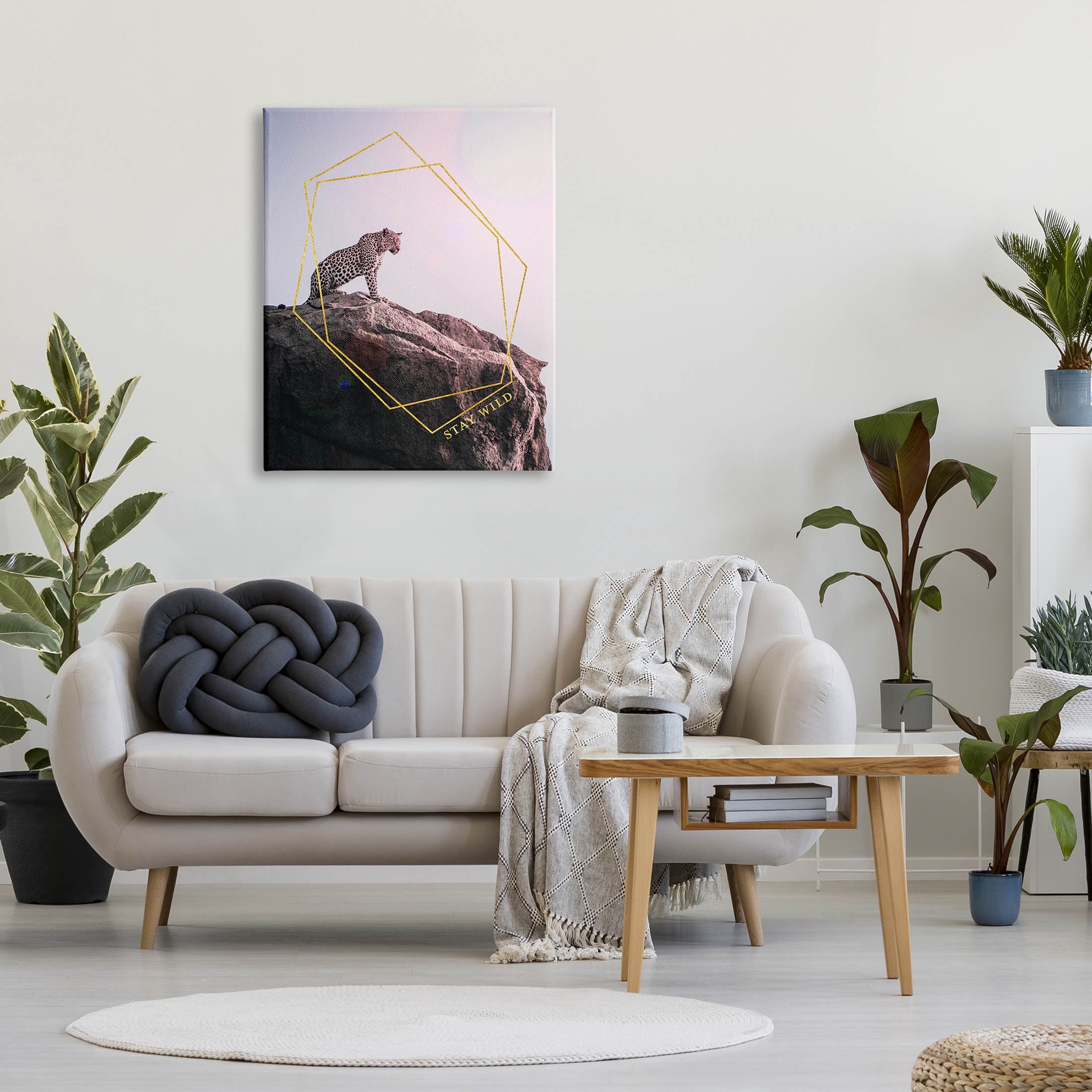 Stupell Industries Stay Wild Glam Leopard Graphic Art Gallery Wrapped Canvas Print Wall Art, Design by K. Kaufman