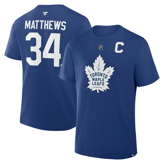 Men's Fanatics Auston Matthews Blue Toronto Maple Leafs Authentic Stack Name & Number T-Shirt