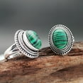 thumbnail image 4 of Green Malachite Inlaid Metal Ring Unisex Fashion Jewelry, 4 of 5