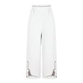 thumbnail image 4 of Tnhcen Women's Pre-Shrunk Linen-Cotton Wide Leg Pants - Embroidered 9-Inch Hem Wide Leg Straight Pants with Elastic Waistband Lightweight Comfy Casual Trousers for Women S-2XL, 4 of 6