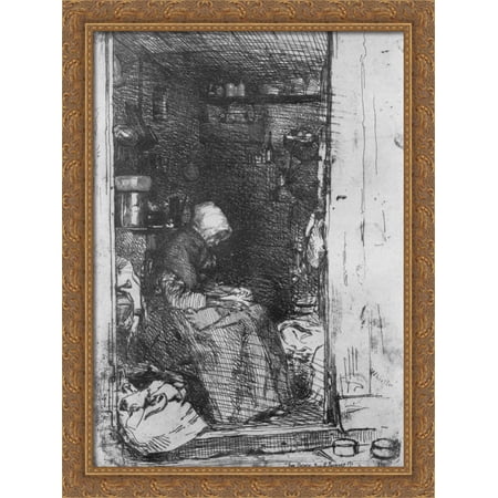 Old Woman with Rags 28x38 Large Gold Ornate Wood Framed Canvas Art by James Abbott McNeill Whistler