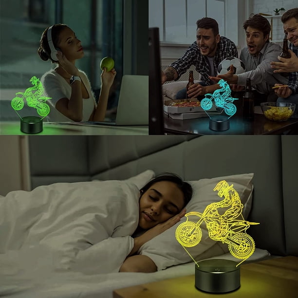 3D Dirtbike Crystal Ball Night Light – 16-Color Remote Control Motocross Lamp, 3.15 Inch, Perfect Gift For Riders & Room Decor For Boys/Girls
