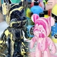 thumbnail image 4 of 9" Easy DIY Create customize Arts n Craft Non-Toxic Pour Over Acrylic Fluid Paint Bear Kit for boys and girls -Gold-Pink-Hot Pink Kit, 4 of 11