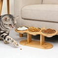 thumbnail image 3 of Elevated Cat Bowls Raised Cat Food Bowls,3 Stainless Steel Cats Bowl with 15 Comfortable Tilted Bamboo Stand for Indoor Pet,Lightweight Kitten Bowl with Smooth Edges Safe Feeding,for Cats Small Dogs, 3 of 10