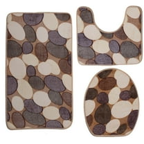 COSMOBETTY Cobblestone Bath Mat Set Multi 3Pcs 17.7 x 29.5 x 0.4In