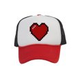 thumbnail image 1 of Men's 80's Retro Large 8 Bit Pixelated Heart Gamer Trucker Hat, White/Red/Black, 1 of 2