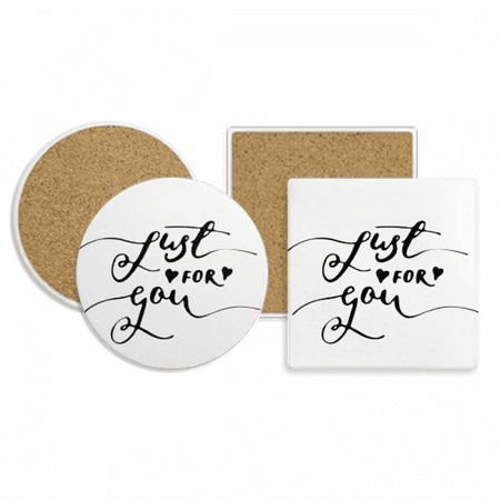 

Just For You Quote Handwrite Coaster Cup Mug Holder Absorbent Stone Cork Base Set