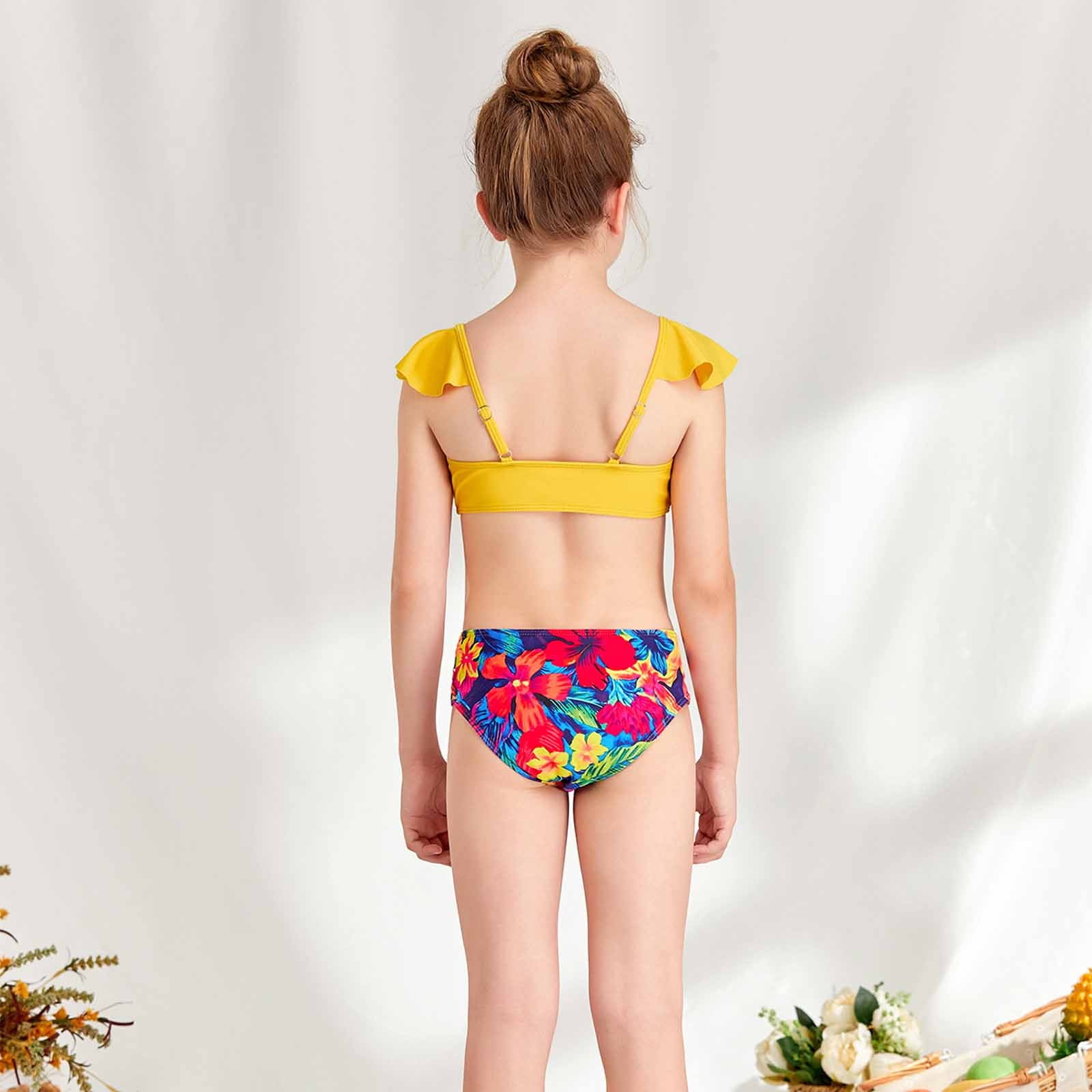 TIMIFIS Maillot de Bain pour Fille Bikini Ensemble 2 Pcs Swimwear Tankini Maillot de Bain Floral Ete Plage pour 13 14 Ans Ete Walmart