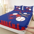 thumbnail image 4 of Homewish Cartoon Baseball Player Twin Sheet Sets for Kid, Royal Blue City Print Twin Fitted Sheet, Ball Sports Theme Flat Sheet, Luxury Bedroom Decor, 3pcs, 4 of 8