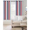 thumbnail image 2 of Red Blue Stripe Blackout Curtains 54 Inches Long for Bedroom, Gradient Geometric White Vertical Striped Thermal Insulated Room Darkening Black Out Window Curtain Panels Grommet Drapes for Living Room, 2 of 8