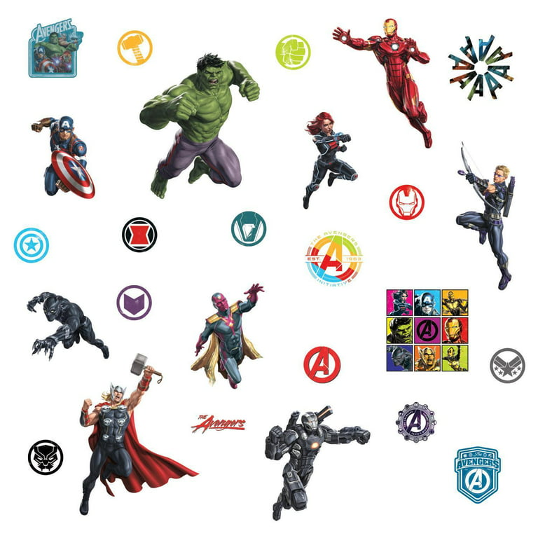 Classic Avengers Peel and Stick Wall Decals Thor, Iron Man