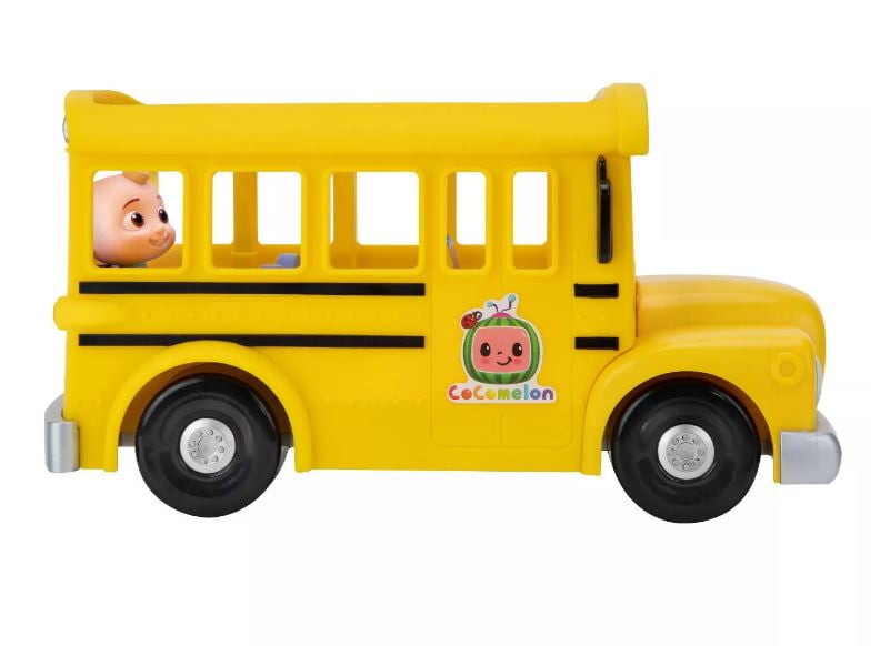 COCOMELON Yellow JJ School Bus with Sound 10IN Feature Vehicle with 3in Figure 