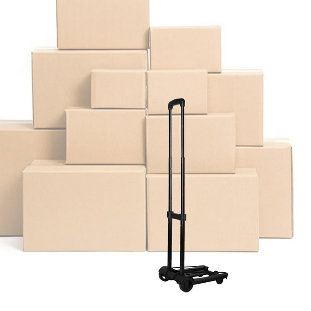 Carrito de mano plegable portátil con 2 ruedas, carrito utilitario con mango ajustable, carrito de mano con rodante de Metal para uso en viajes y aeropuerto Barra de hierro