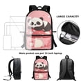 thumbnail image 4 of Uorisanigo Cute Panda Backpack for Kids 4-in-1 Bookbag Set with Insulated Lunch Box Pencil Case Water Bottle Sleeve Elementary Preschool Primary Bookbag Daypack Rucksack, 4 of 7