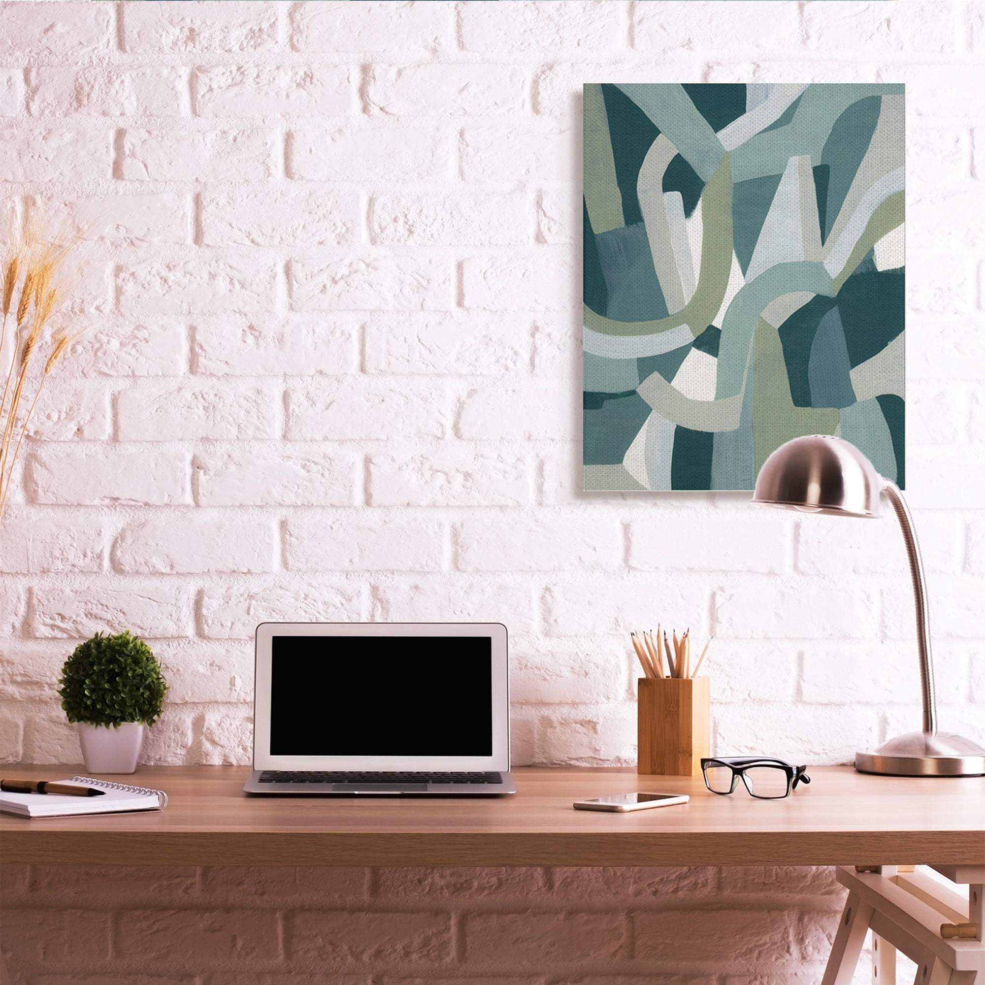 Stupell Industries Abstract Jigsaw Shapes Layered Green Limestone Canvas Wall Art, 30 x 40, Design by June Erica Vess