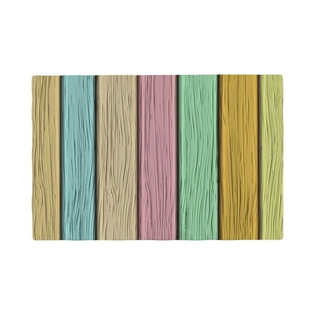 

Table Placemats Set of 4 - Pastel Wood Planks 12x18 In Faux Linen Double Heat Resistant Place Mats Cloth Indoor/Outdoor Placemats Washable Table Mats for Dining Kitchen Party