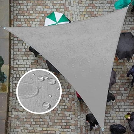 size 14  x 17  x 22  grey ctslt triangle waterproof sun shade sail canopy awning shelter  95% uv blockage water resistant  outdoor patio garden carport - 3 years warranty