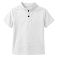 thumbnail image 4 of REDARER Boys Waffle Knit Stand Collar Short Sleeve Henley Shirt Comfortable Casual Sport Top for Kids,8-9 Years, 4 of 7
