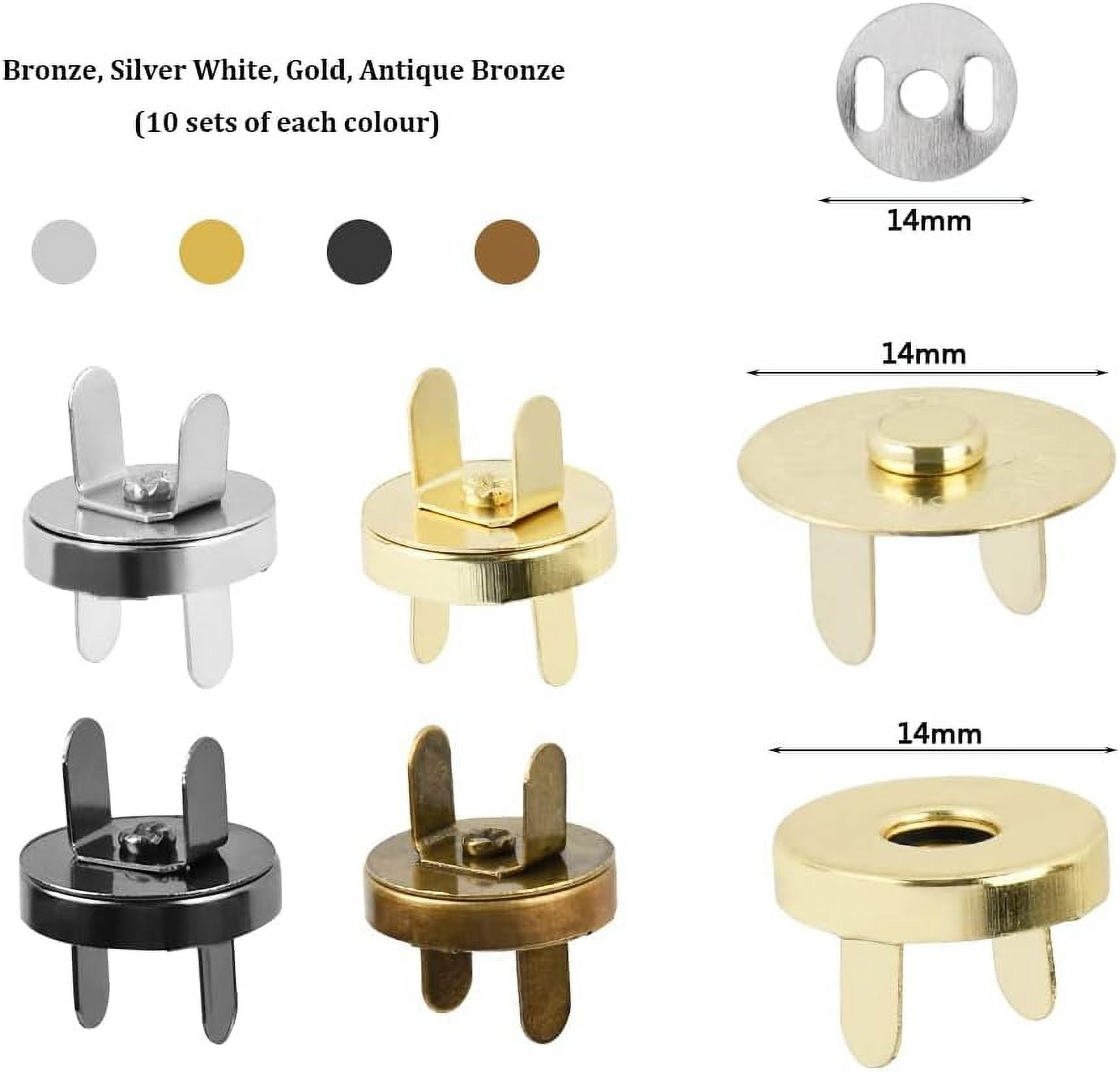40 Sets 14mm Button Clasps Snaps Fastener Clasps DIY Craft Sewing Buttons Knitting Buttons Sets for Sewing, Craft, Purses, Bags, Clothes, Leather, 4 Colors