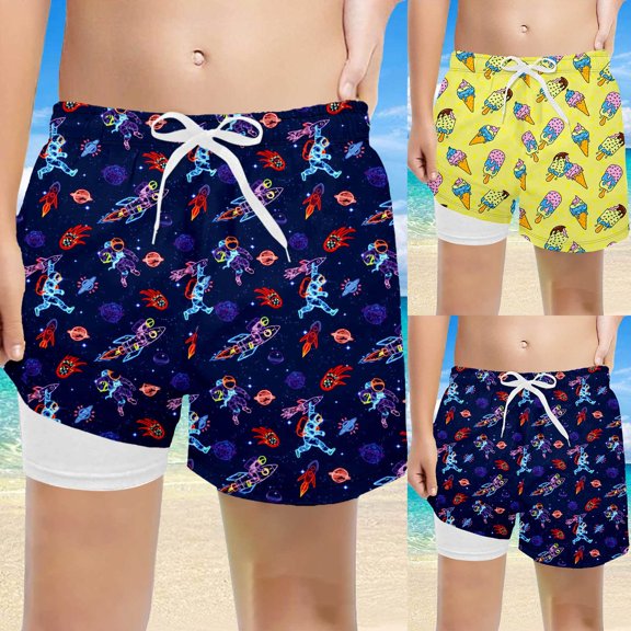 Boy Swim Trunks Boys Gradient Ice Cream Cone Print Swim Trunks Beach Shorts for Summer Multicolour 5-6 Years