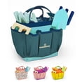 thumbnail image 1 of Kinderific Juego de herramientas de jardinería para niños STEM incluye bolsa de mano, pala, regadera, rastrillo, tenedor, paleta y guantes (azul), 1 of 7