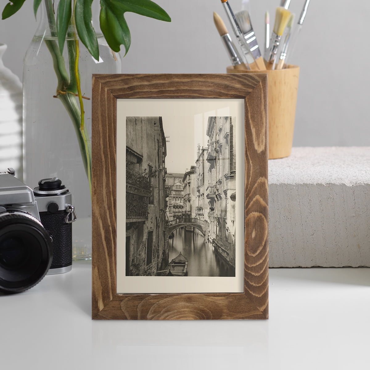 Vintage Views of Venice IV - Framed Print w/glass - Walnut