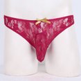 thumbnail image 2 of Mens Underwear Men Lingerie Floral Lace Semi See-through Bikini Briefs T-back Underwear, 2 of 8