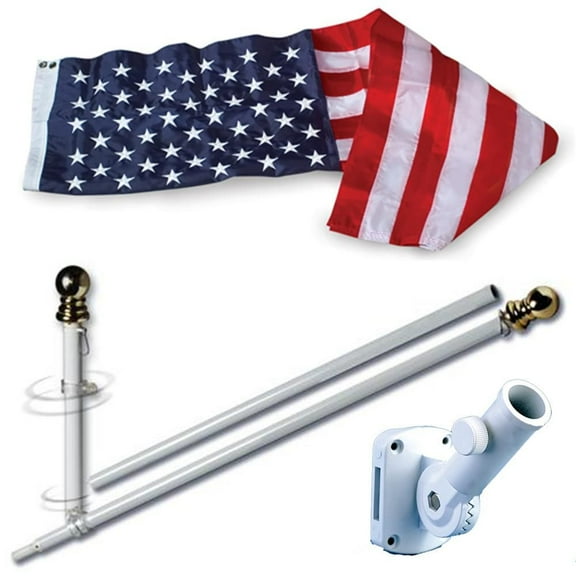 Allied Flag Flag Pole Kit - 3 x 5 FT Nylon American Flag with 5 FT Spinning
