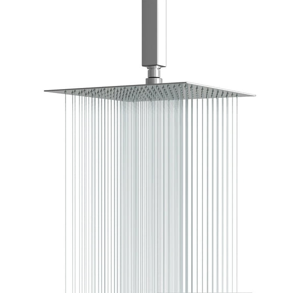 Rain Fixed Shower Head (12 Inch Square, Chrome)