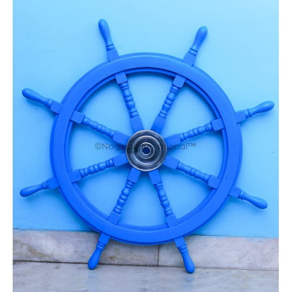 Ship Wheel Light Blue - Aluminum Hub - (16 Inches, Light Blue)
