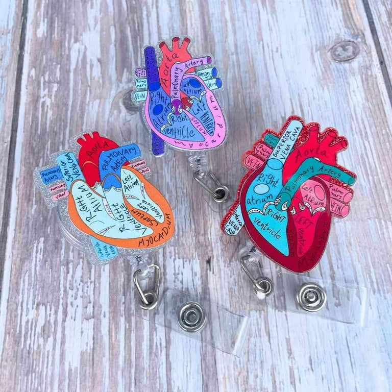 YJ Premiums 3pcs Cardiac Heart Phlebotomy Badge Reel Holder