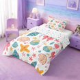 thumbnail image 2 of Manfei Cute Cartoon Seashell Starfish Twin Comforter Sets for Kids Boys and Girls, Colorful Bowknot Bedding Set, Stars Reversible 2-Piece, 1 Comforter and 1 Pillowcase, 2 of 6