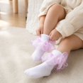 thumbnail image 5 of Dwellite Socks for Girl Fold Cuff Big Lace Frilly Dress Socks Fluffy Ruffles Stretch Socks Purple XS, 5 of 6