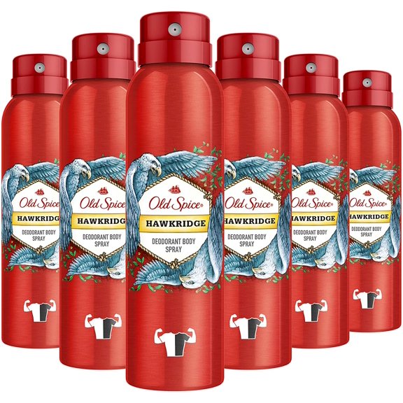 Old Spice Deodorant Body Spray, Hawkridge Scent for Men, 5.07 Ounce (Pack of 6)