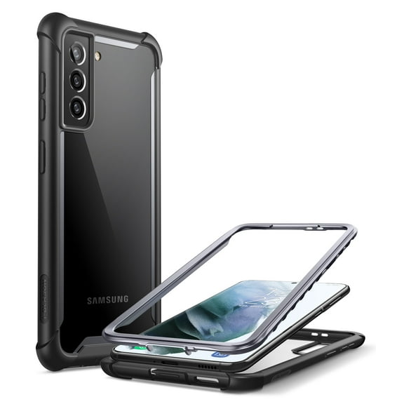 i-Blason Ares Series Case Designed for Galaxy S21 5G (2021 Release), Rugged Clear Bumper Case Without Built-in Screen Protector (Black)