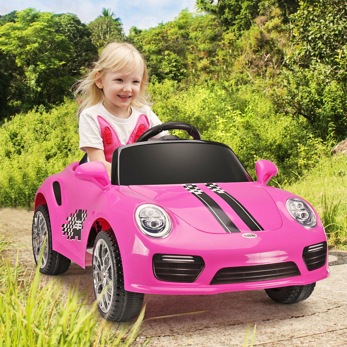 6V Electric Kids Ride on Cars Suspension Car w/ Remote Control Horn Music  Pink 