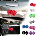 thumbnail image 2 of 1 Pair Home office Car Truck Rear View Mirror Soft Plush Fuzzy Hanging Dices,car mirror hanging accessories,Fuzzy Plush Dice With Dots For Car Decoration White, 2 of 6