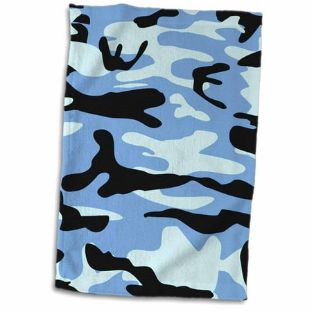 3dRose Light blue camo print - army uniform camouflage pattern - macho boys military soldier blend texture - Towel, 15 by