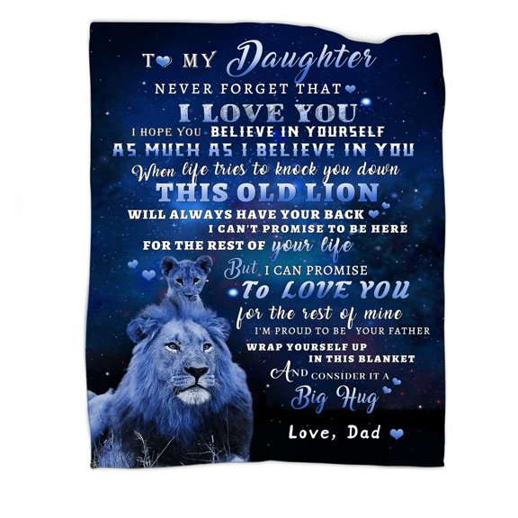 LHSHID To My Daughter Blanket from Dad Lion Blanket Gifts from Dad Daughter Birthday Christmas Idea Gifts Fleece Blanket 30x40in
