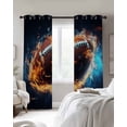 thumbnail image 2 of Blackout Curtains for Bedroom, Rugby Room Darkening Window Drapes for Living Room, Football Flame Modern Abstract Art Thermal Insulated Grommet Curtains, 52x84 inch, 2 Panels, 2 of 9